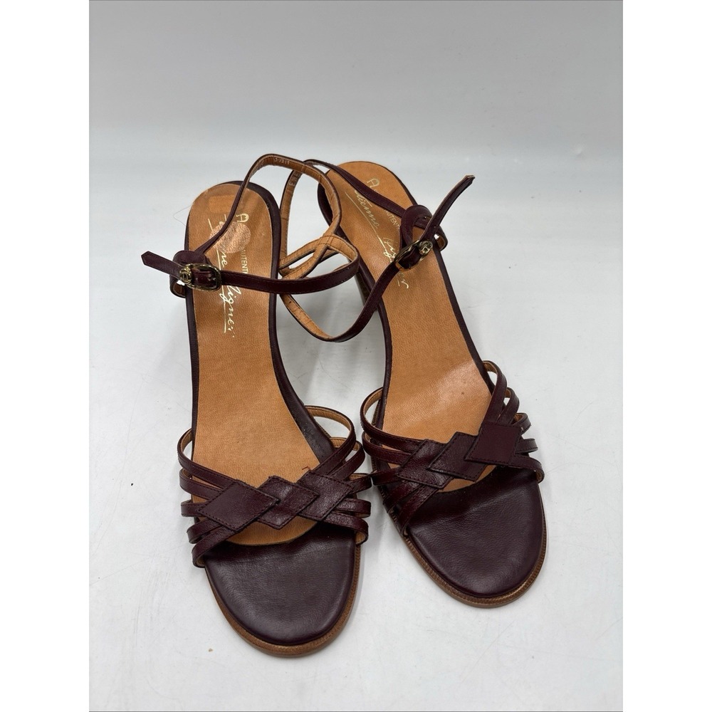 Vtg Etienne Aigner Shoes Womens 8.5 N Burgundy Sandal Heels EA5762